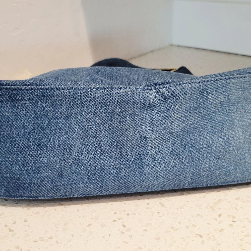 NWOT San Remo Italia Moda Denim Hobo Bag with Gold Accents